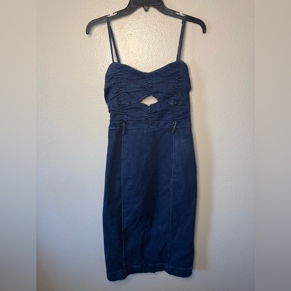 Free People Serenity Ruched Denim Midi Dress - Picture 4 of 10